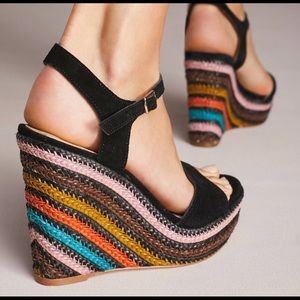 Anthropologie Striped Platform Wedge Sandal NWT